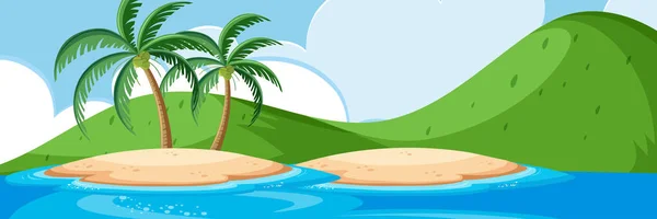 Beautiful Island Landscape Scene Illustration — Stock Vector