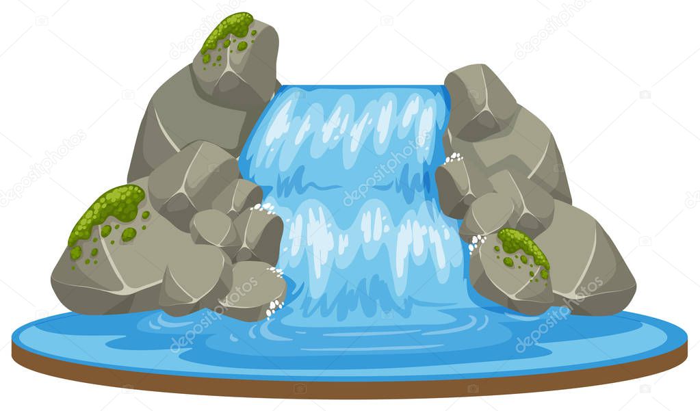 An isolated waterfall on white background illustration