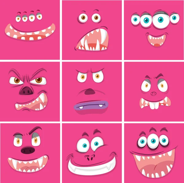 Set Pink Expressions Illustration — Stock Vector