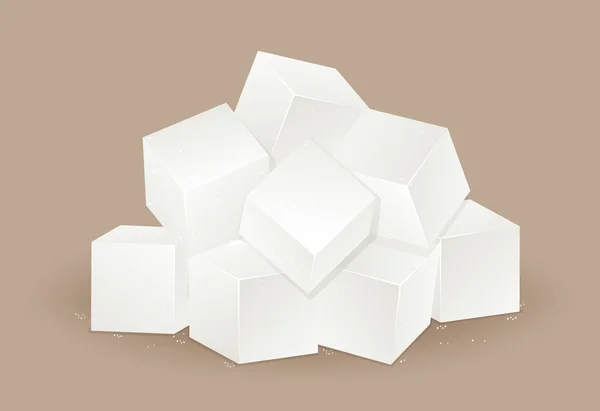 Beaucoup Cube Sucre Blanc Illustration — Image vectorielle