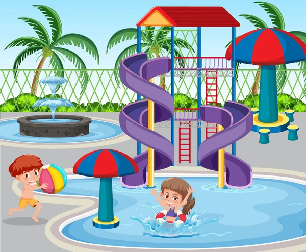 Kinder Wasserpark Illustration — Stockvektor