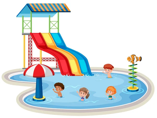 Enfants Isolés Parc Aquatique Illustration — Image vectorielle