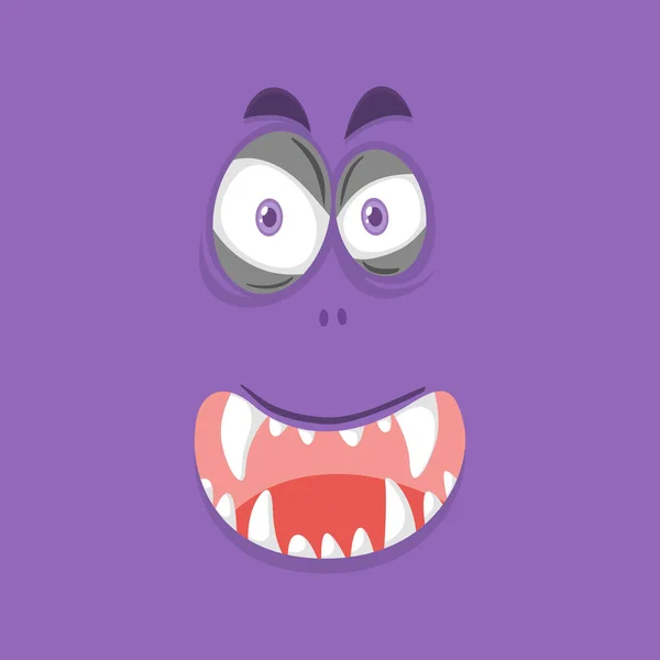 Purple Monster Face Illustration — Stock Vector