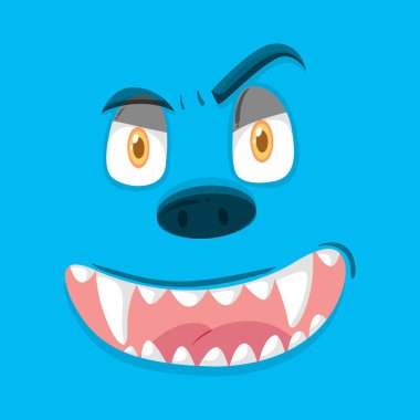 Mavi canavar yüz ifadesi illüstrasyon