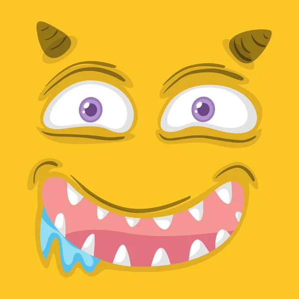 Yellow Monster Facial Expression Illustration — Stock Vector