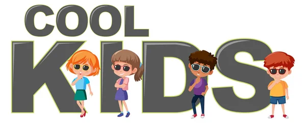 Niños Con Ilustración Iconos Cool Kids — Vector de stock