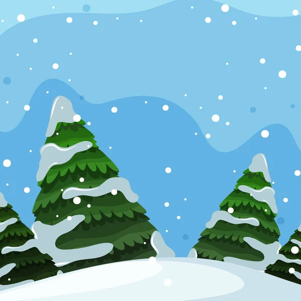 Flat design of winter landscape illustration