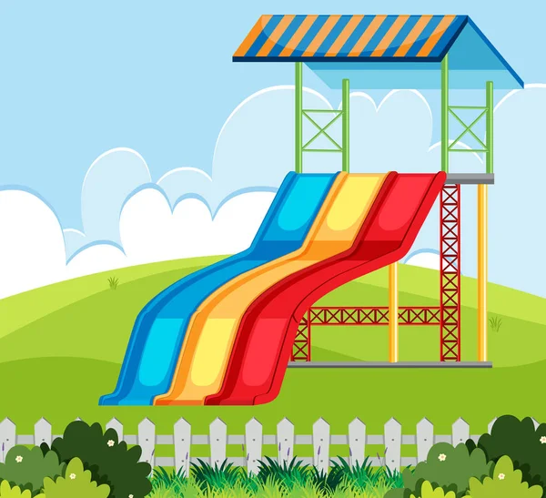 Slide Natureza Ilustração Parque Infantil — Vetor de Stock