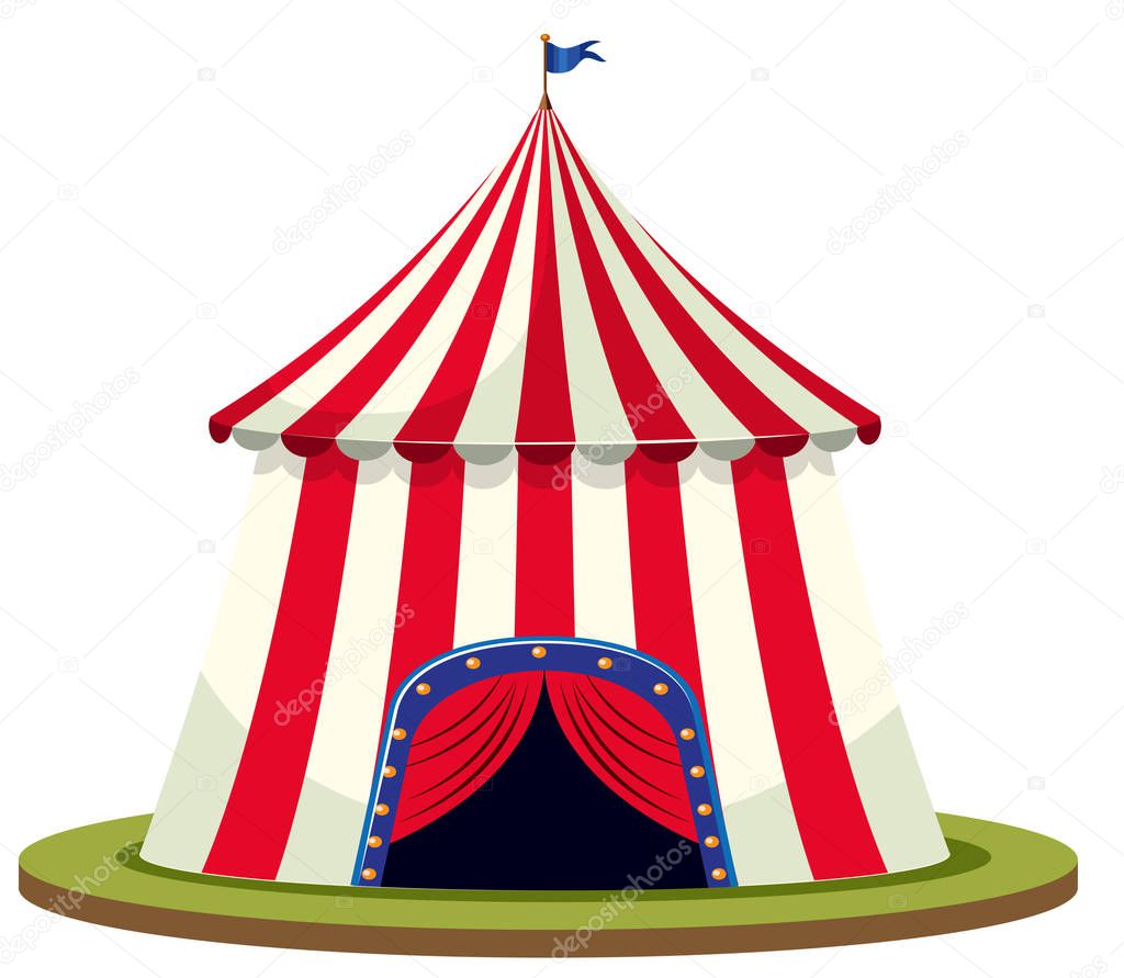 Isolated circus tent on white background illustration