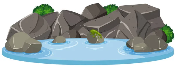 Estanque Agua Aislado Sobre Fondo Blanco Ilustración — Vector de stock