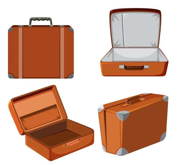 空のスーツケースの図のセット — ストックベクタ