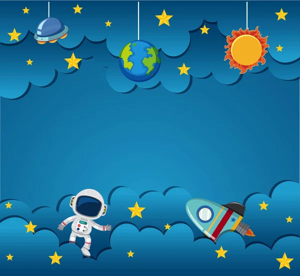 Ilustración Astronauta Plantilla Azul — Vector de stock