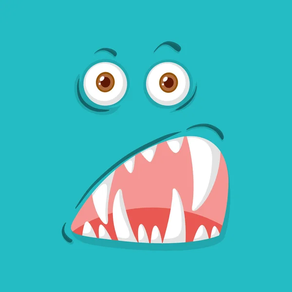 Scary Monster Facial Expression Illustration — Stock Vector