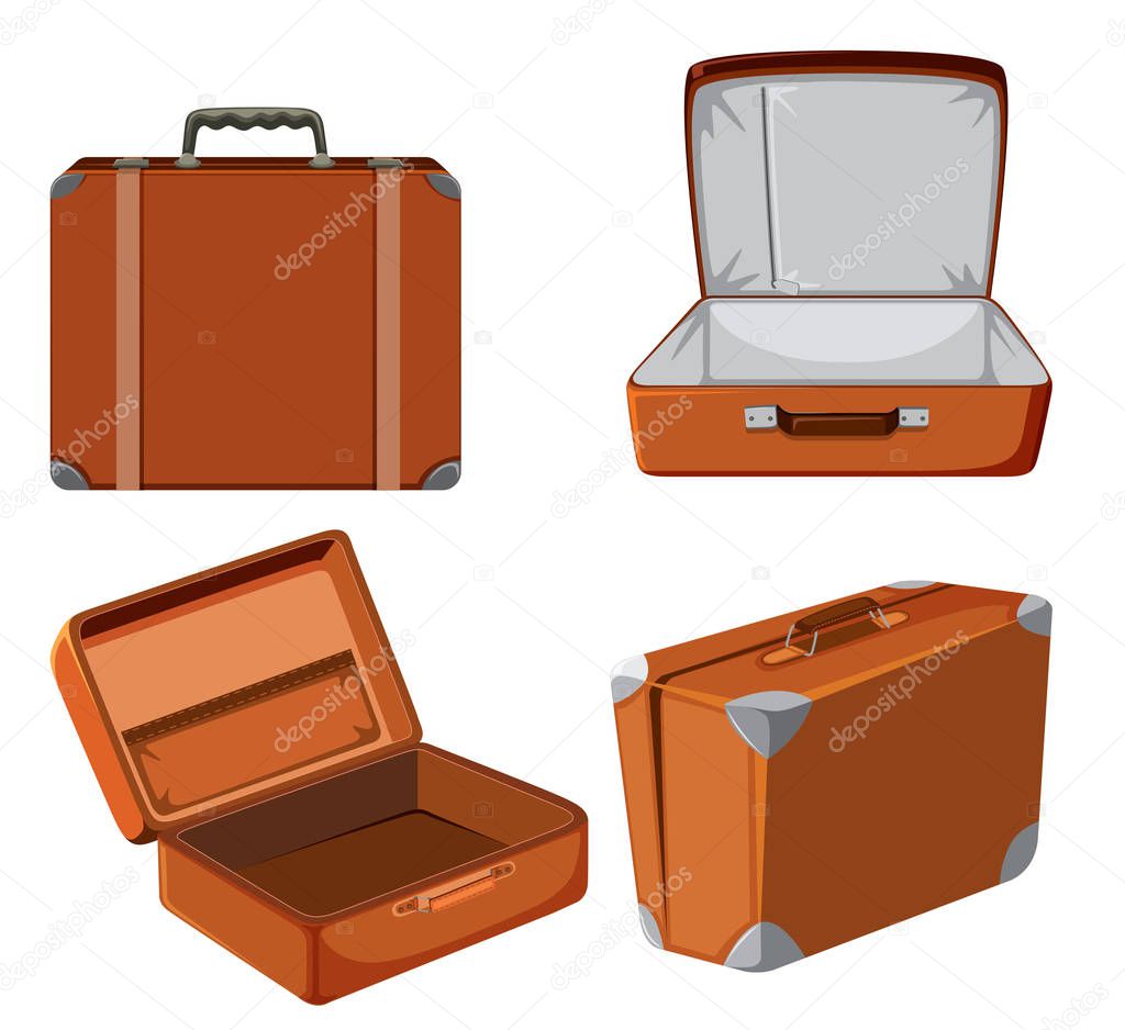 Set of empty suitcase illustration