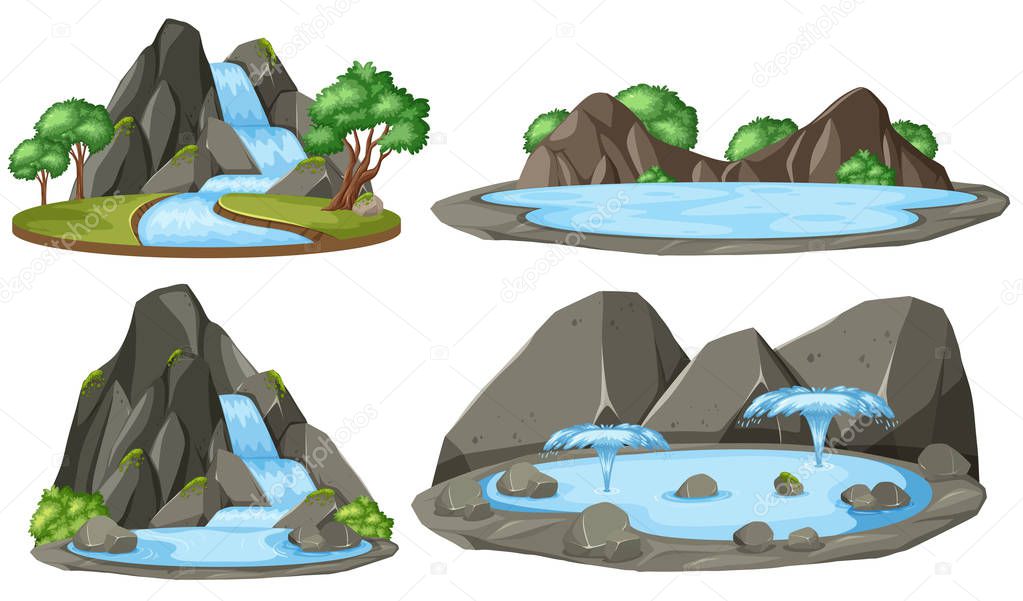 Isolated water pond on white background illustration