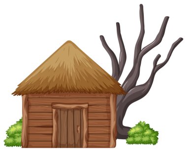 Isolated wooden hut on white background clipart