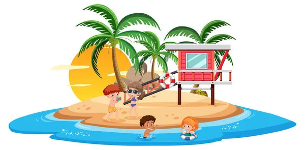 Пляжная сцена Fun Island — стоковый вектор