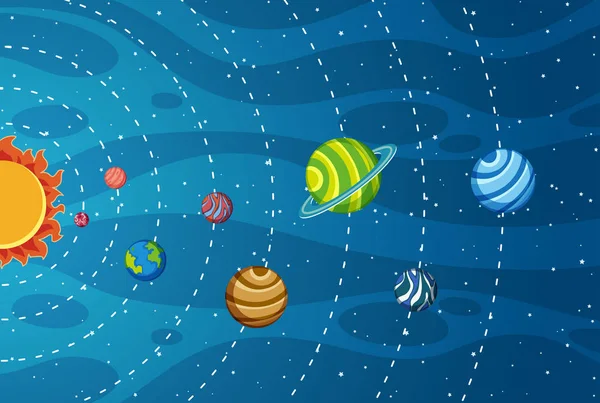 Sistema solar en el espacio — Vector de stock