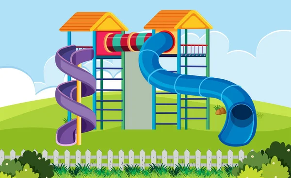 Slide playhouse no parque infantil —  Vetores de Stock