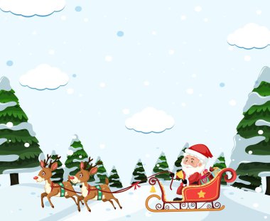 Noel Baba binme atlı kızak illüstrasyon
