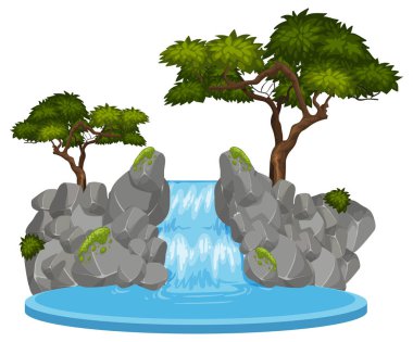 Üzerinde beyaz arka plan illüstrasyon izole şelale