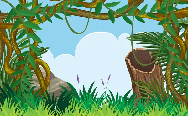 Een Groene Jungle Landschap Illustratie — Stockvector