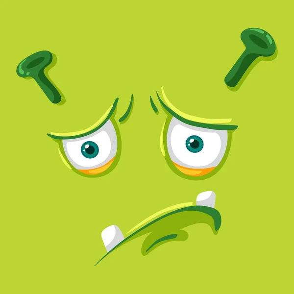 Sad Monster Face Illustration — Stock Vector
