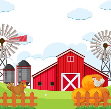 Düz kırsal tarım arazileri arka plan illüstrasyon