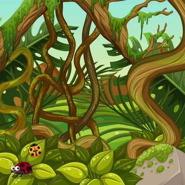 Ilustracja Krajobraz Zielony Dżungli — Wektor stockowy