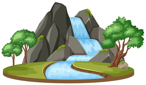 Una Cascada Aislada Sobre Fondo Blanco Ilustración — Vector de stock