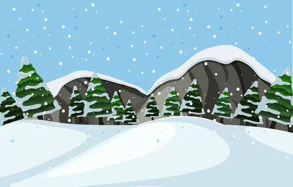 Outdoor Winter Landscape Illustration — Stock Vector