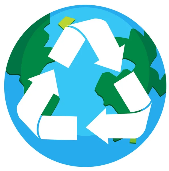 Recycling Erde Logo Auf Weißem Hintergrund Illustration — Stockvektor