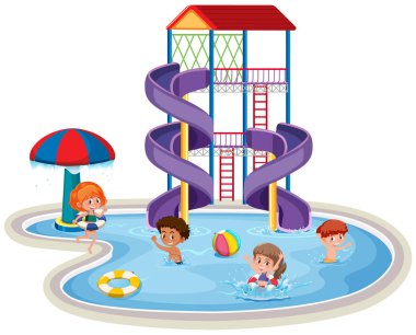 Çocuklara bir waterpark illüstrasyon