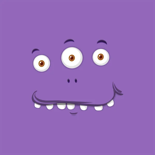 Cute Purple Monster Face Illustration — Stock Vector