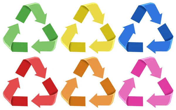 Reihe Von Bunten Recycling Symbole Illustration — Stockvektor