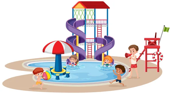 Kinder Spielen Wasserpark — Stockvektor