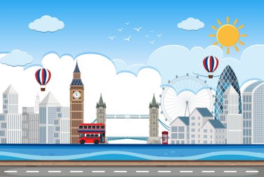 Londra şehir lin sahne illüstrasyon