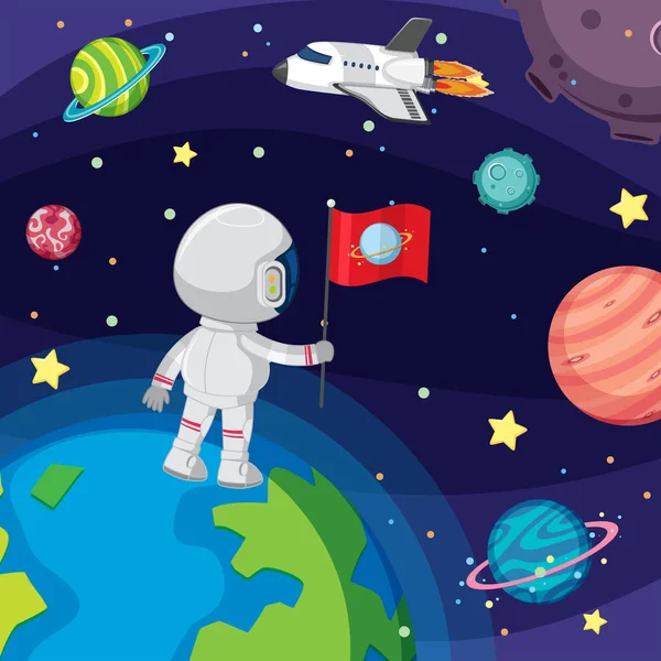 Αστροναύτης Επιπλέουν Στην Απεικόνιση Χώρου — Διανυσματικό Αρχείο