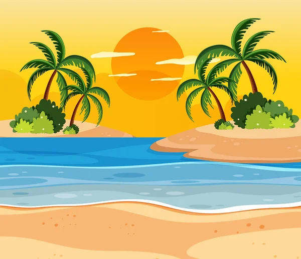 Sunset Tropical Islands Illustration — Stock Vector