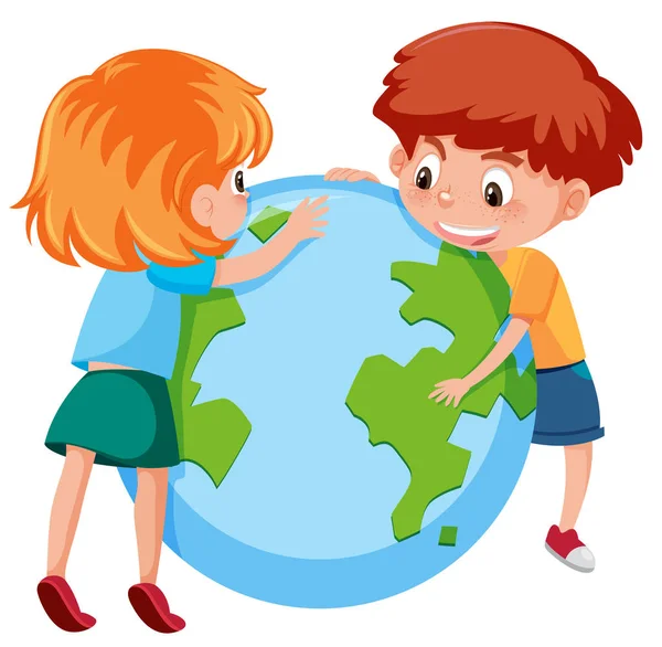 Ilustración Niños Planeta Tierra — Vector de stock