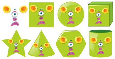 Bir göz canavar farklı yüz illüstrasyon