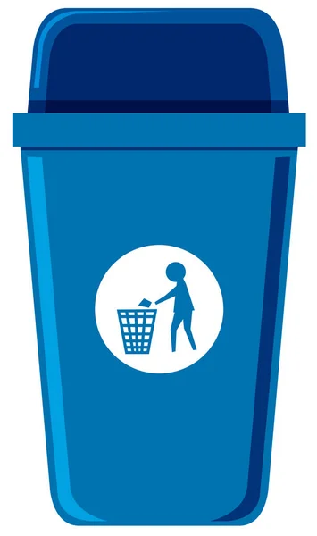 白色背景插图上的蓝色垃圾桶 — 图库矢量图片
