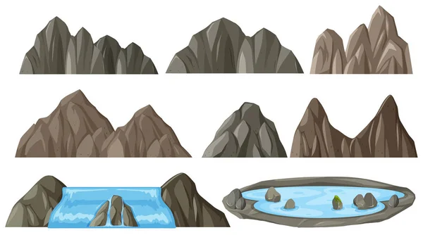 Set Van Verschillende Berg Illustratie — Stockvector