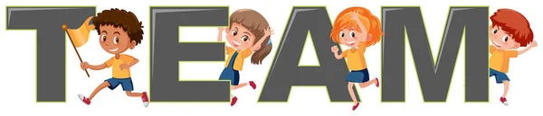 Uma Equipe Logotipo Com Crianças Ilustração —  Vetores de Stock