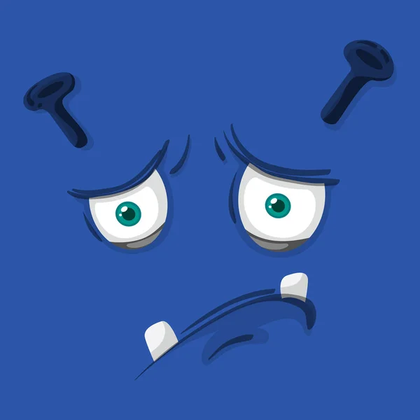 Face Blue Monster Face Illustration — Stock Vector