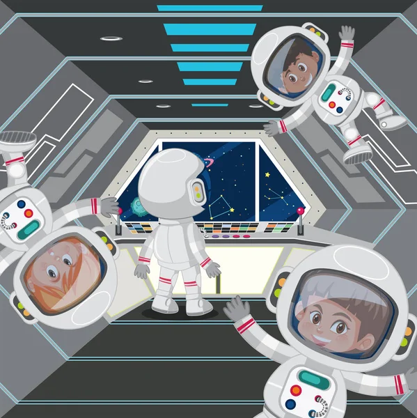Astronauta Ilustração Nave Espacial —  Vetores de Stock