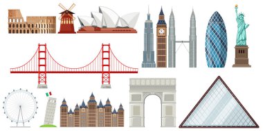 Dünya ünlü turistik cazibe resimde kümesi