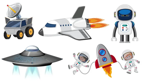 Set Space Transportation Illustration — Stock Vector