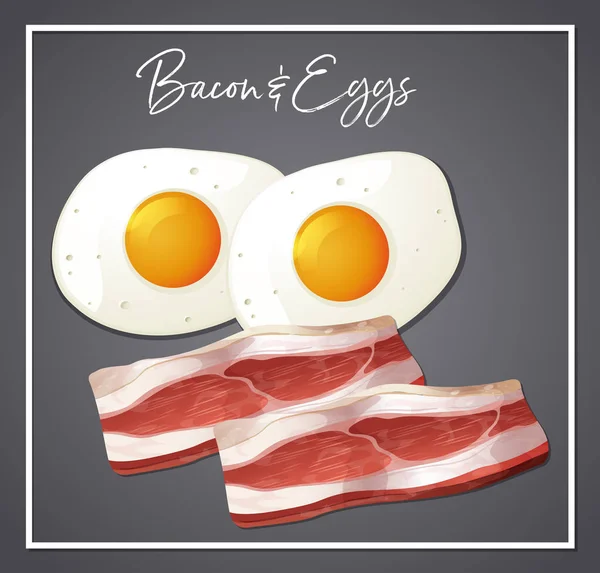 Bacon Ovos Ilustração Café Manhã —  Vetores de Stock