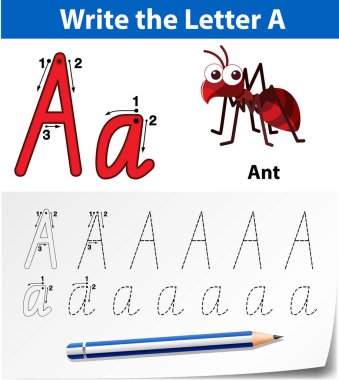 Bir izleme alfabe çalışma örnek mektup
